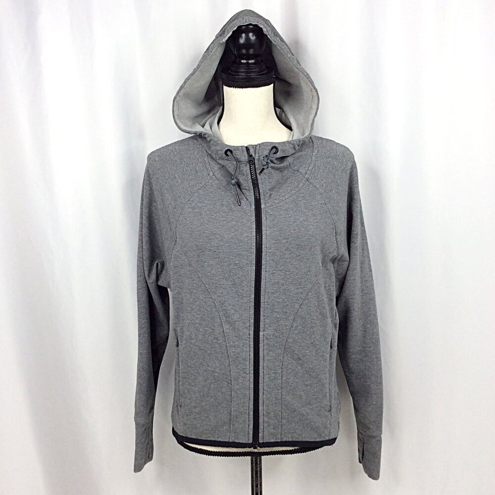 Athleta Sentry Anorak Hoodie Sweatshirt Womens Size XS Gray Full Zip Thumbholes
